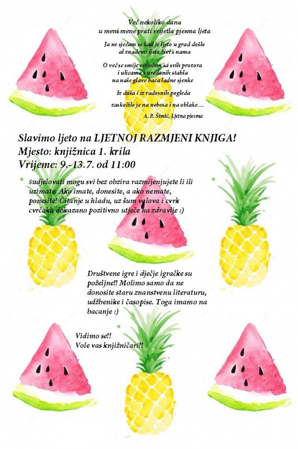 UZMI ILI oSTAVI - LJETNA RAZMJENA KNJIGA!