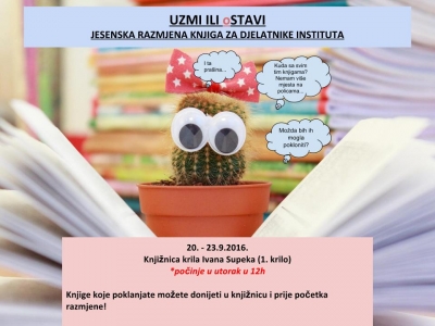 UZMI ILI OSTAVI - JESENSKA RAZMJENA KNJIGA!